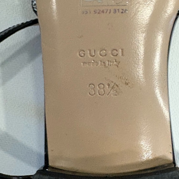 Gucci Silver Glitter Flats with Black Straps - Picture 7 of 7